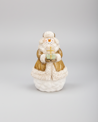White and Gold Present Rustic Resin Snowman