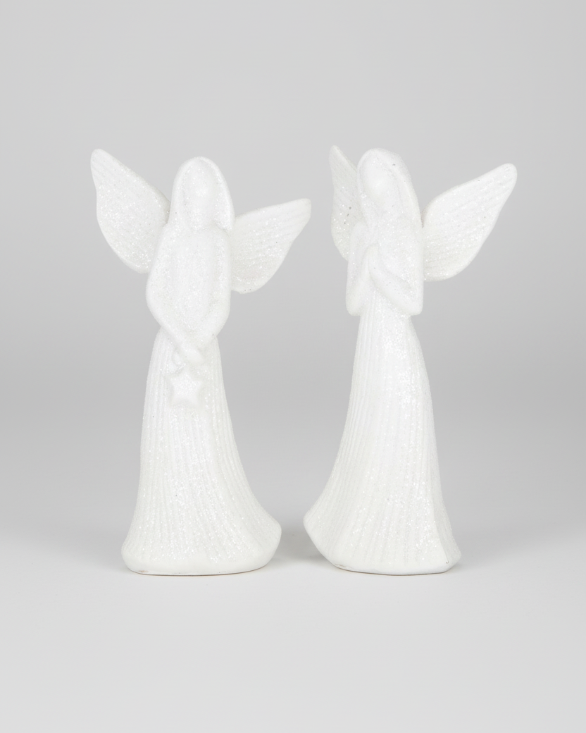 Glittered White Resin Angel