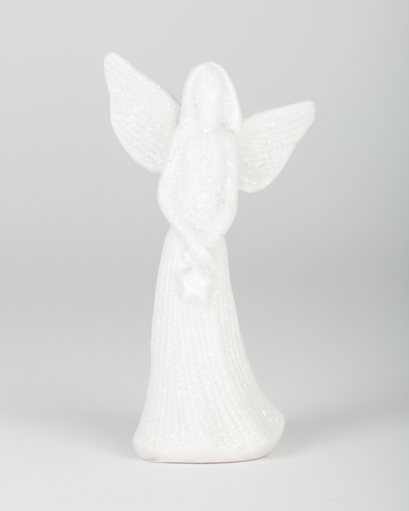 Glittered White Resin Angel