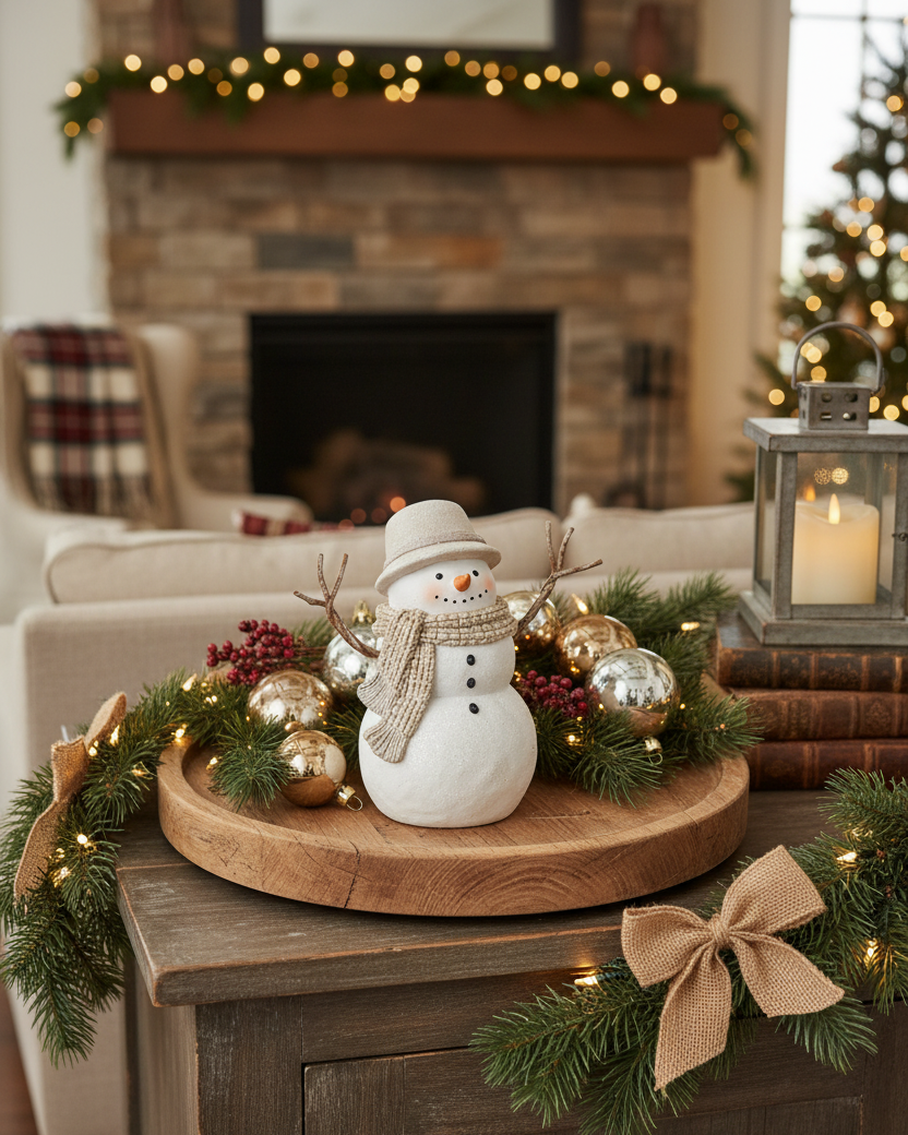 Rustic Snowfall Resin Snowman