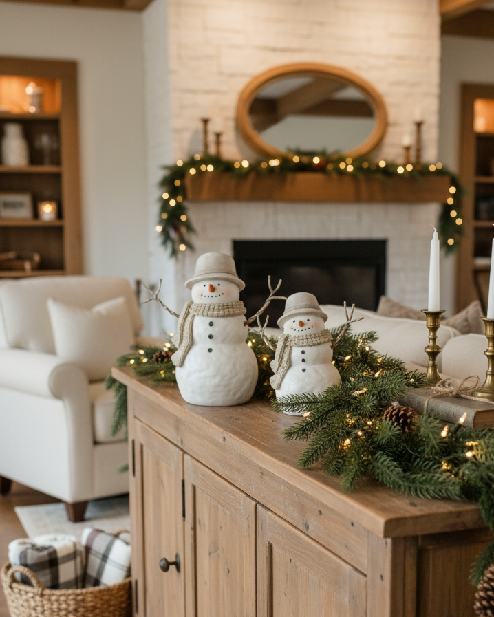 Rustic Snowfall Resin Snowman