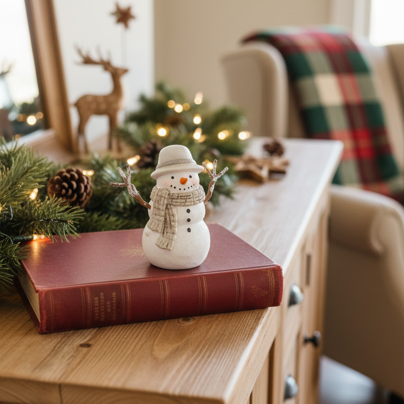 Rustic Snowfall Resin Snowman Petite