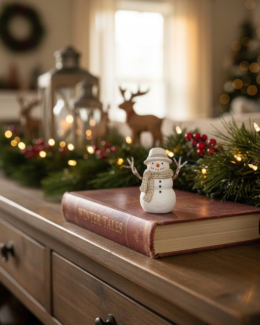 Rustic Snowfall Resin Snowman Petite