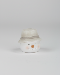 Rustic Snowfall Resin Snowman Head Taper Candle Holder