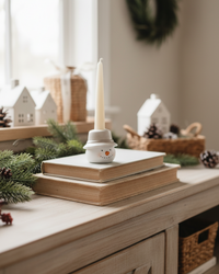 Rustic Snowfall Resin Snowman Head Taper Candle Holder