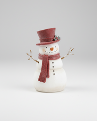 Rustic Crimson Resin Snowman