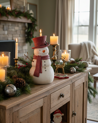 Rustic Crimson Resin Snowman