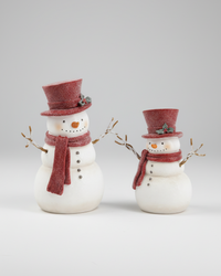 Rustic Crimson Resin Snowman