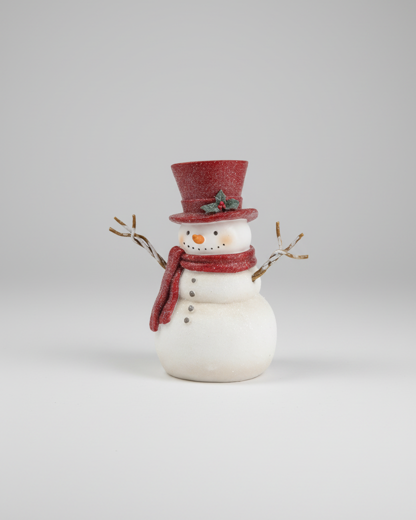 Rustic Crimson Resin Snowman