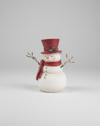 Rustic Crimson Resin Snowman