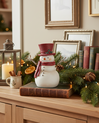 Rustic Crimson Resin Snowman