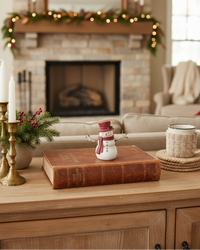 Rustic Crimson Resin Snowman Petite