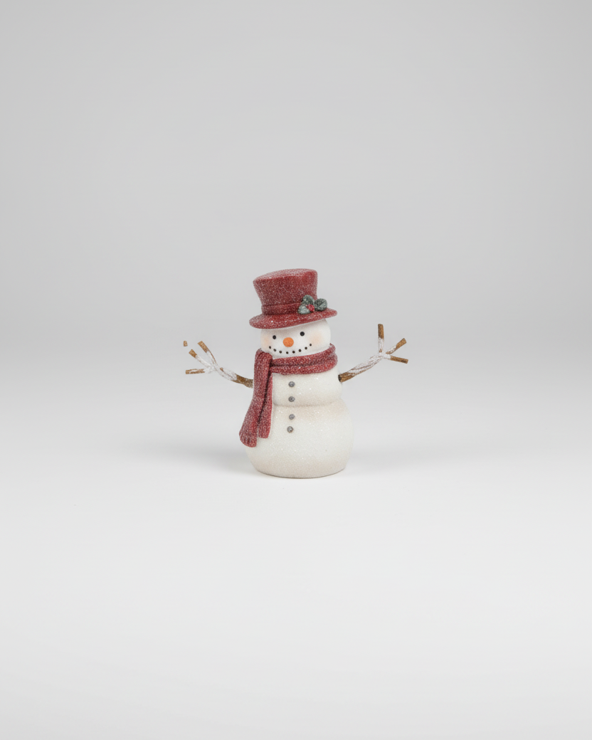 Rustic Crimson Resin Snowman Petite