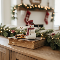 Rustic Crimson Resin Snowman Petite