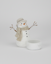 Rustic Snowfall Resin Snowman Tealight Candle Holder