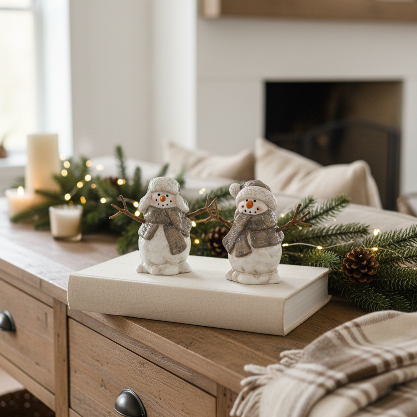 Rustic Antique Shimmer Resin Snowman Petite