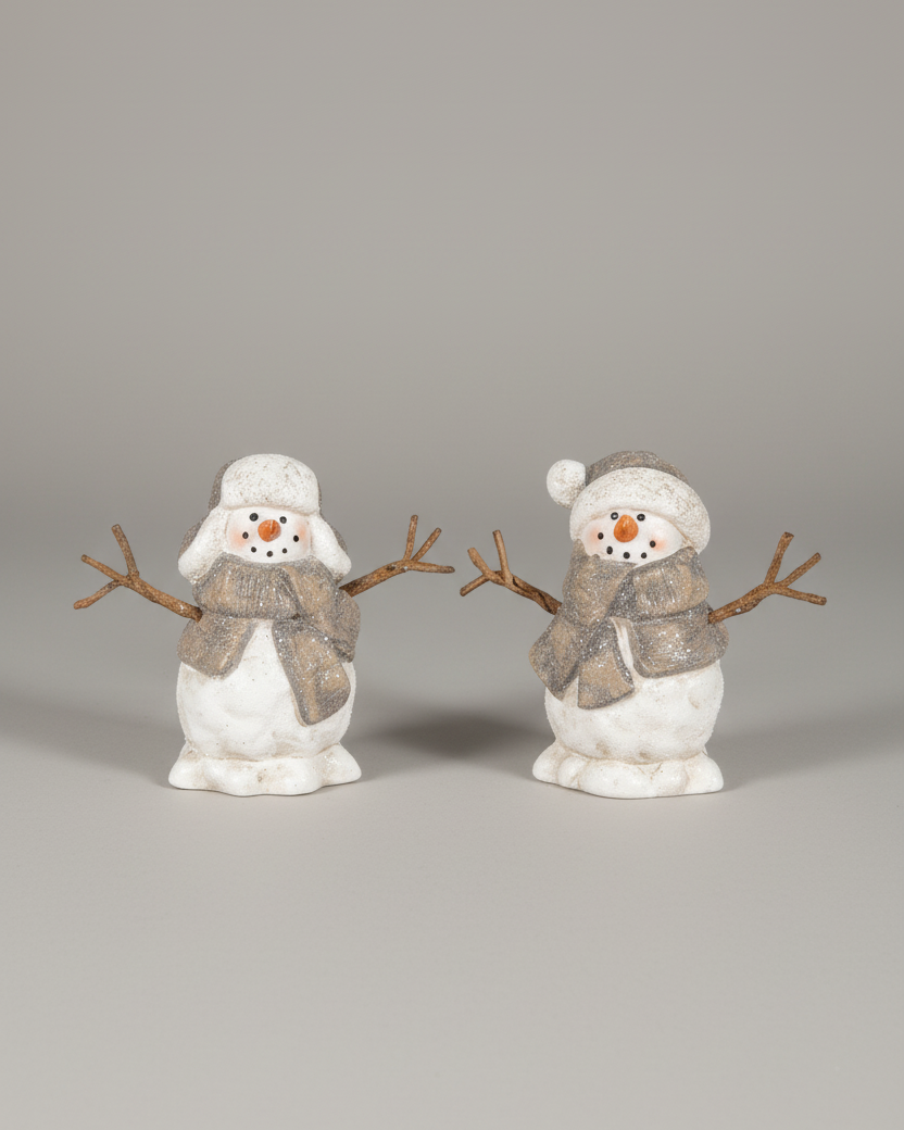 Rustic Antique Shimmer Resin Snowman Petite