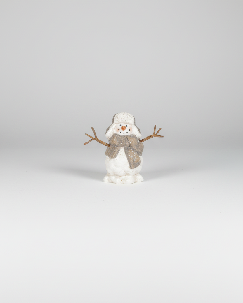 Rustic Antique Shimmer Resin Snowman Petite