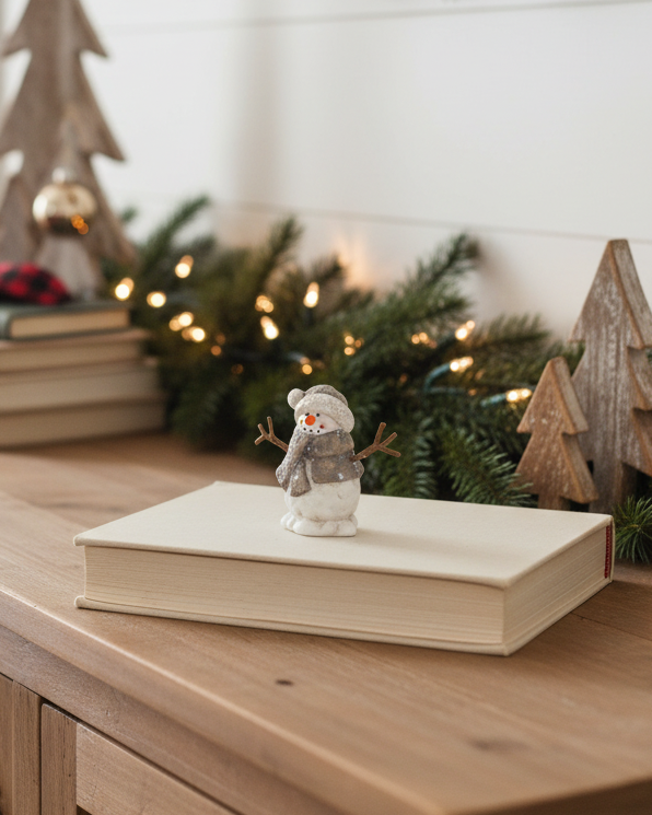 Rustic Antique Shimmer Resin Snowman Petite