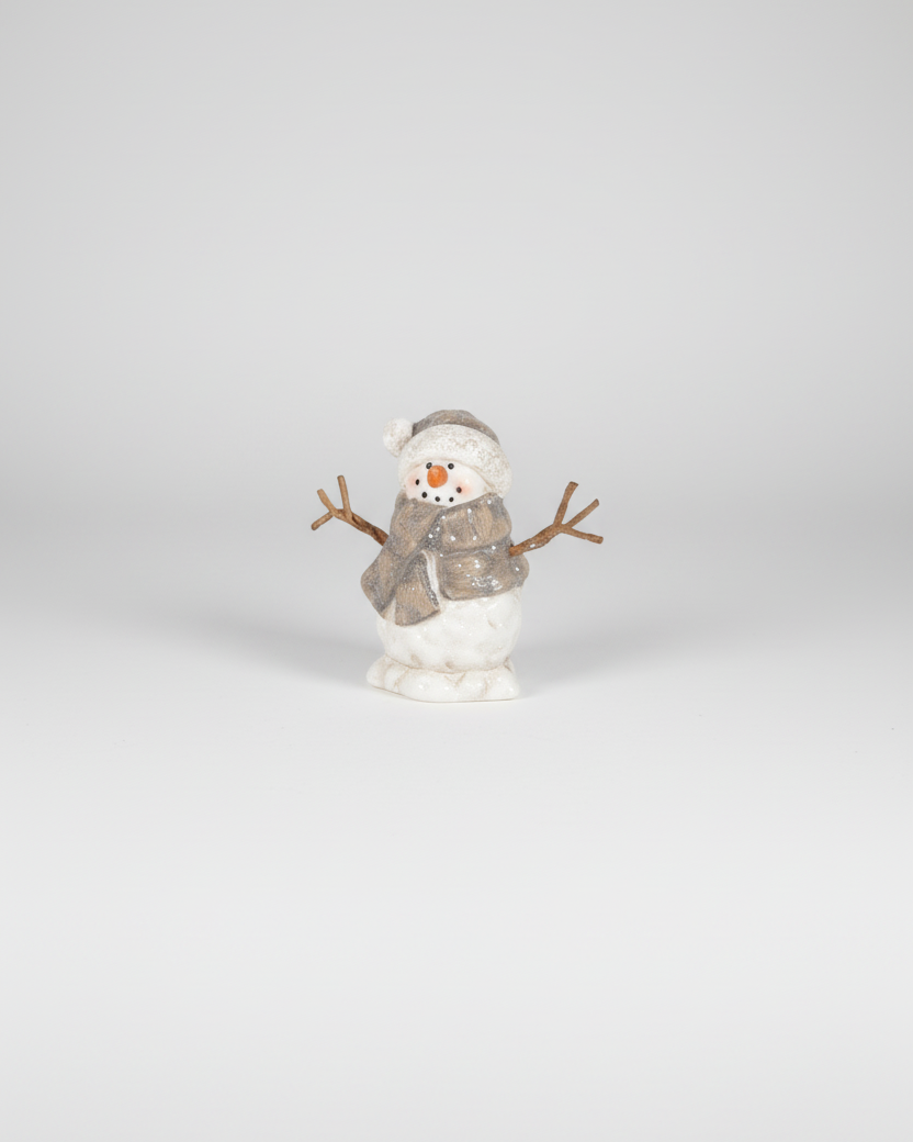 Rustic Antique Shimmer Resin Snowman Petite
