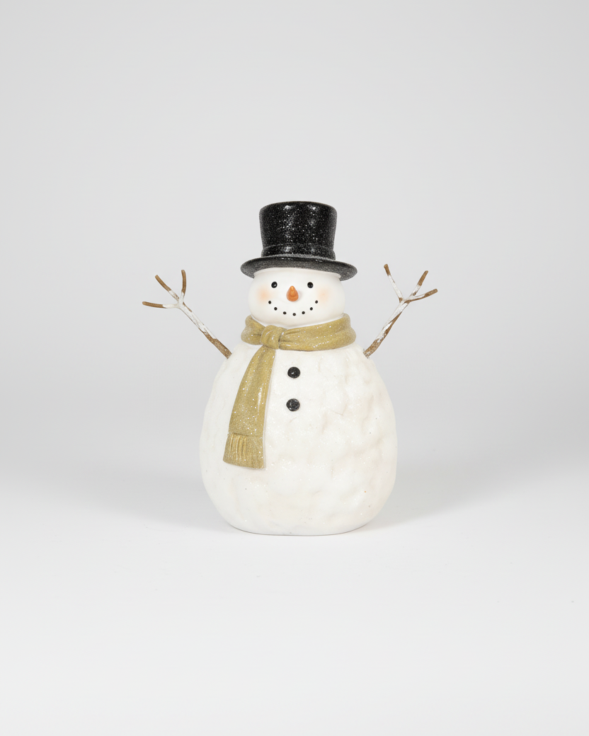 Rustic Top Hat Resin Snowman