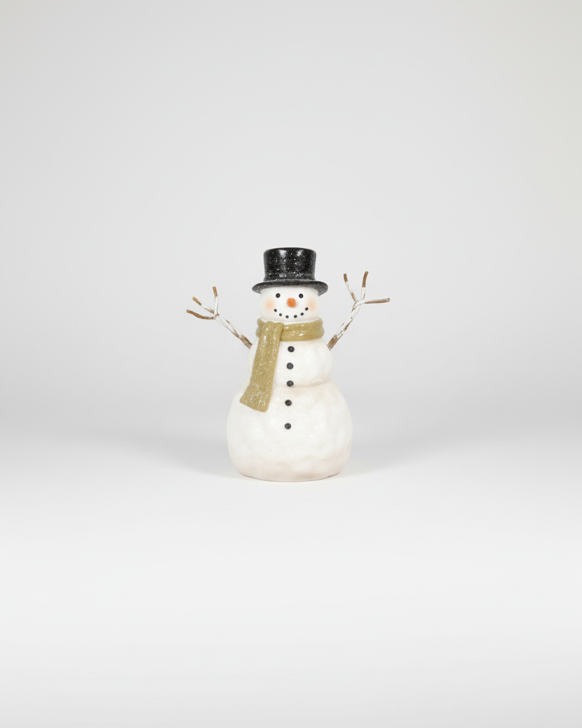 Rustic Top Hat Resin Snowman