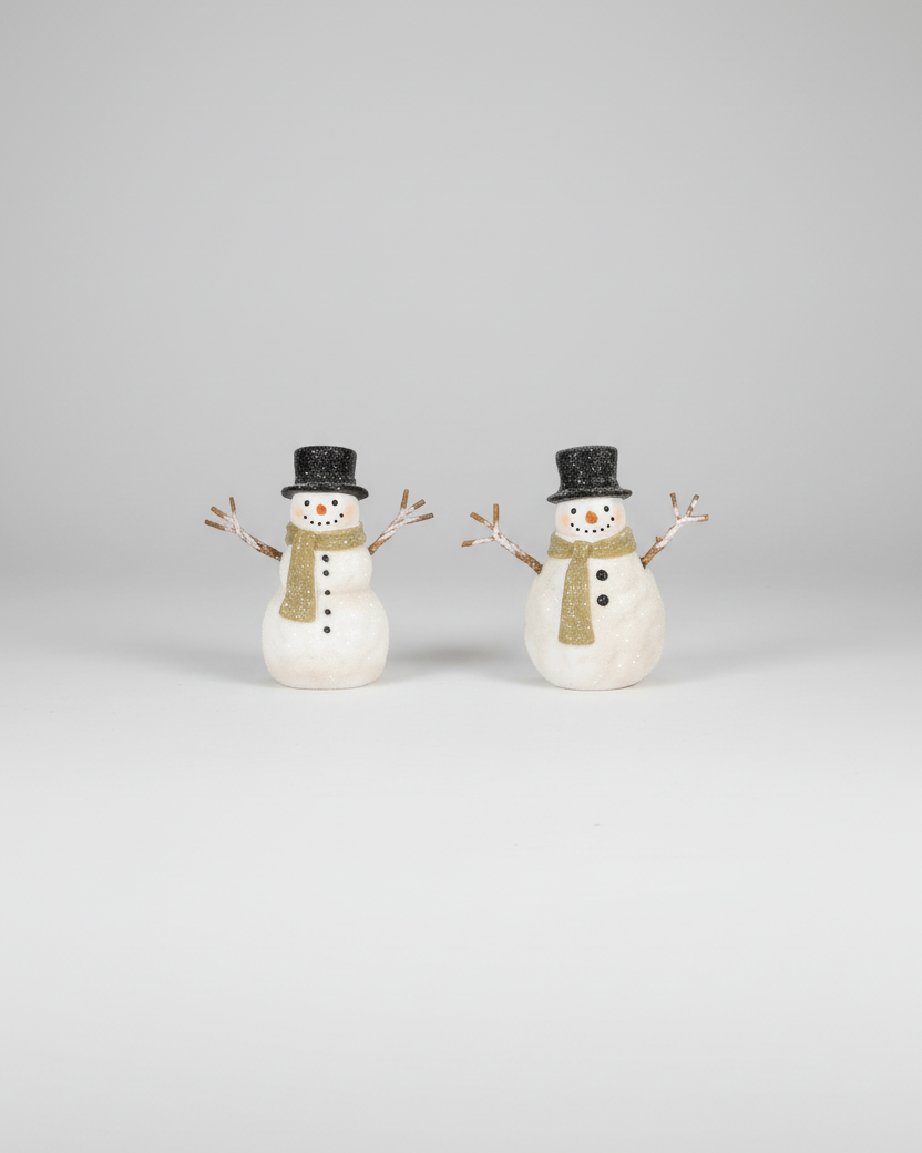 Rustic Top Hat Resin Snowman Petite