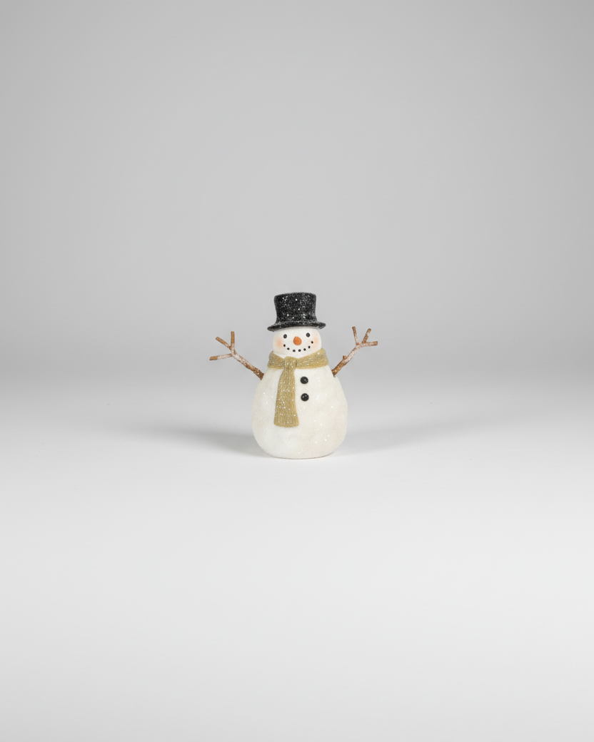 Rustic Top Hat Resin Snowman Petite