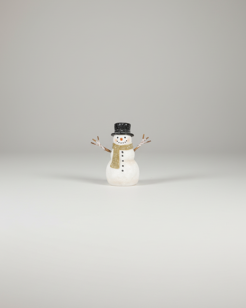 Rustic Top Hat Resin Snowman Petite