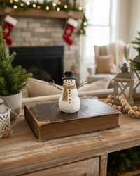 Rustic Top Hat Resin Snowman Petite