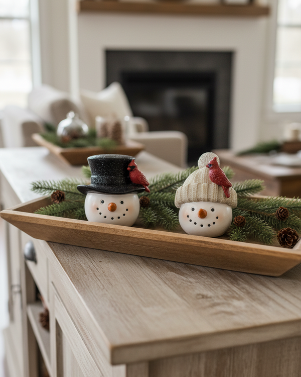 Rustic Cardinal Resin Snowman Head