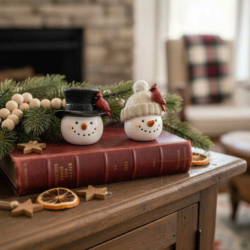 Rustic Cardinal Resin Snowman Head