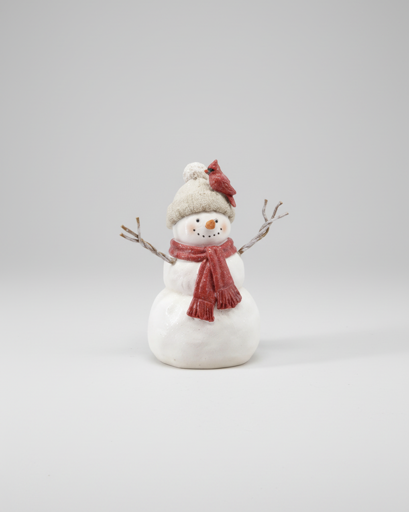 Rustic Cardinal Resin Snowman