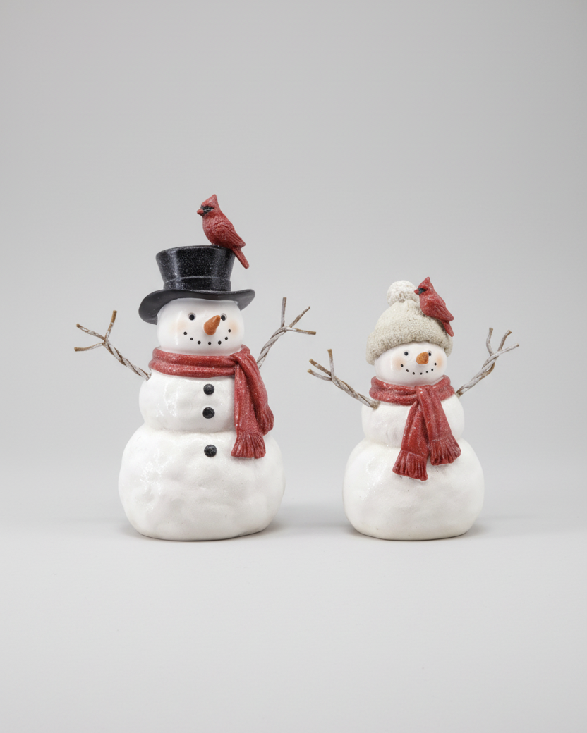 Rustic Cardinal Resin Snowman