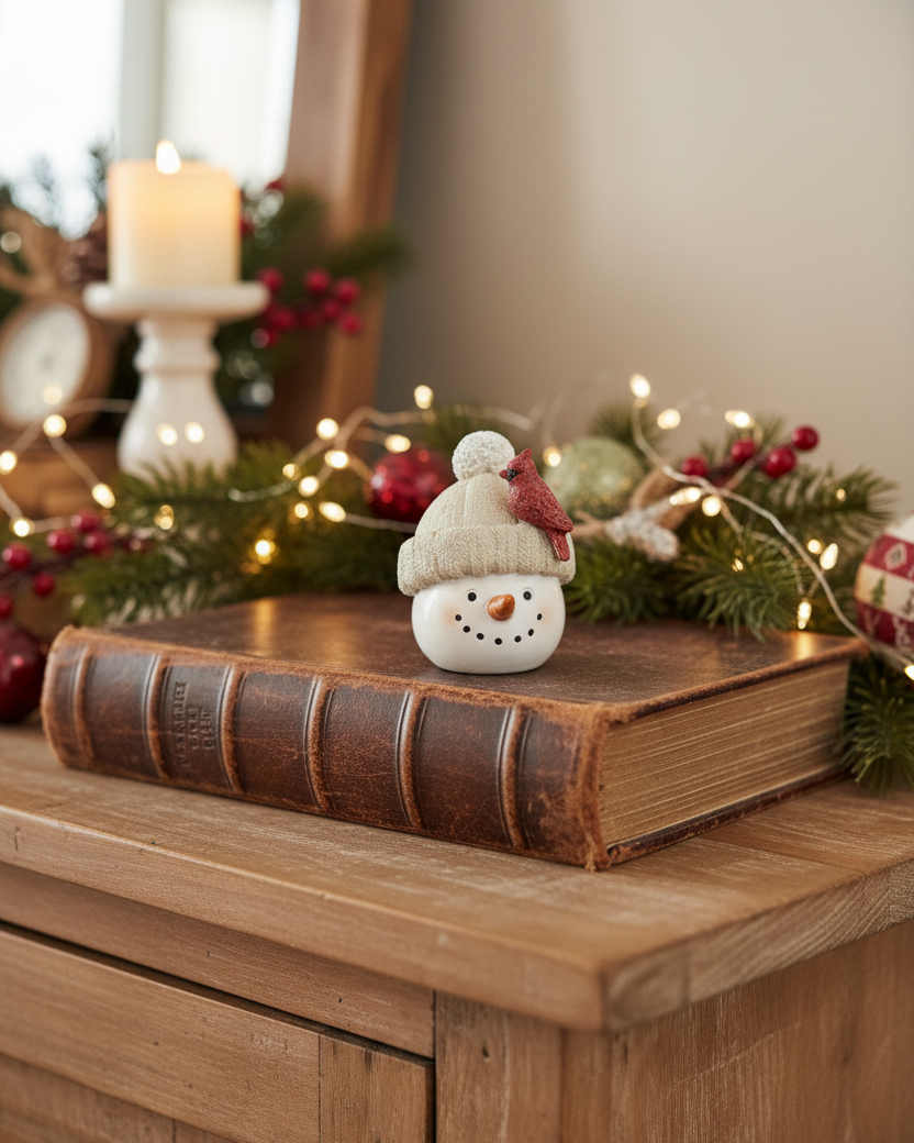 Rustic Cardinal Resin Snowman Head