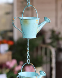 Blue Metal Watering Can Rain Chain 55"L