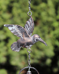 Bronze Patina Hummingbird Rain Chain with Bell