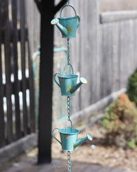 Blue Metal Watering Can Rain Chain 55"L