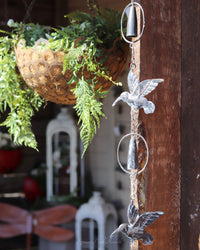 Bronze Patina Hummingbird Rain Chain with Bell