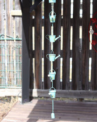 Blue Metal Watering Can Rain Chain 55"L