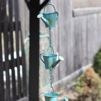 Blue Metal Watering Can Rain Chain 55"L