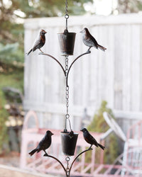 Bronze Patina Bucket with Bird Rain Chain