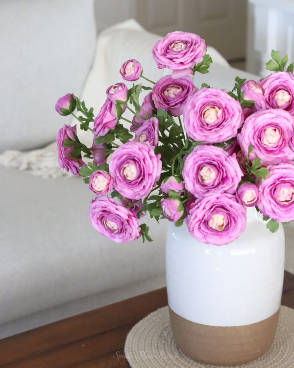 Purple Triple Bloom Ranunculus Stem Real Touch 25"