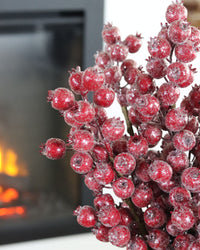 Red Crackle Glitter Rosehip Stem 24"