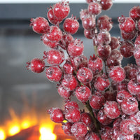 Red Crackle Glitter Rosehip Stem 24"