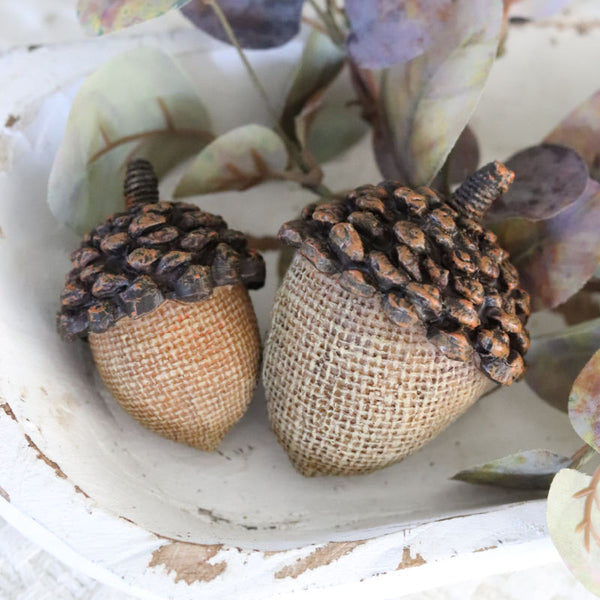 Brown Resin Acorn with Pinecone Top