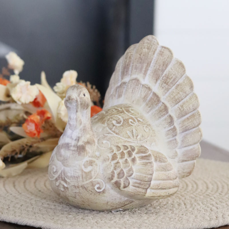 Brown Whitewashed Resin Turkey