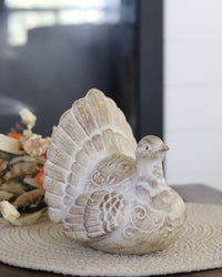 Brown Whitewashed Resin Turkey