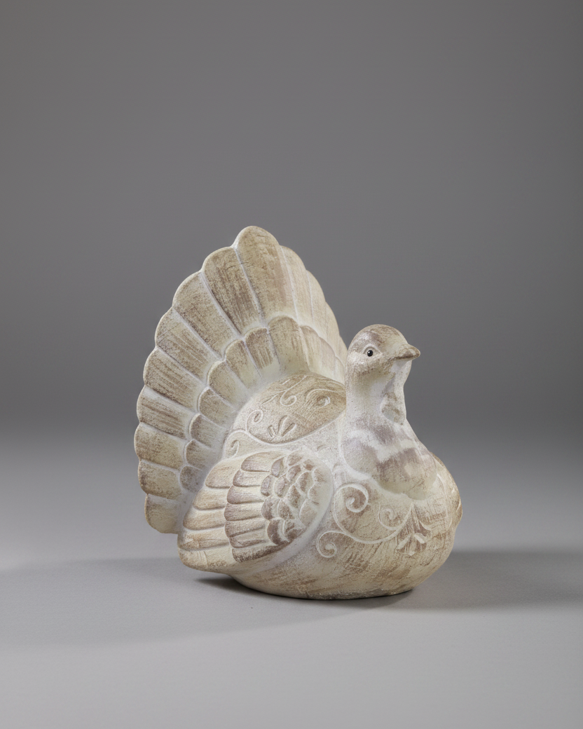 Brown Whitewashed Resin Turkey