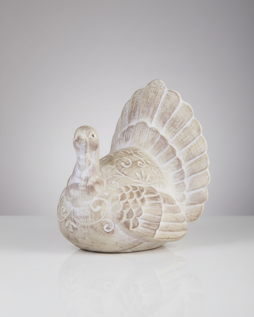 Brown Whitewashed Resin Turkey